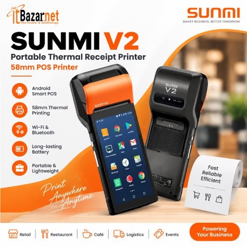 SUNMI POS Terminal V2 T5930 Android Handheld with 58mm Thermal Printer Image