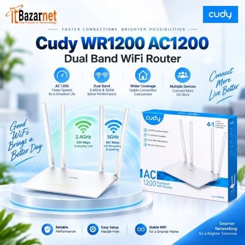 Cudy WR1200  WiFi Router AC1200 Dual Band 4 Antenna