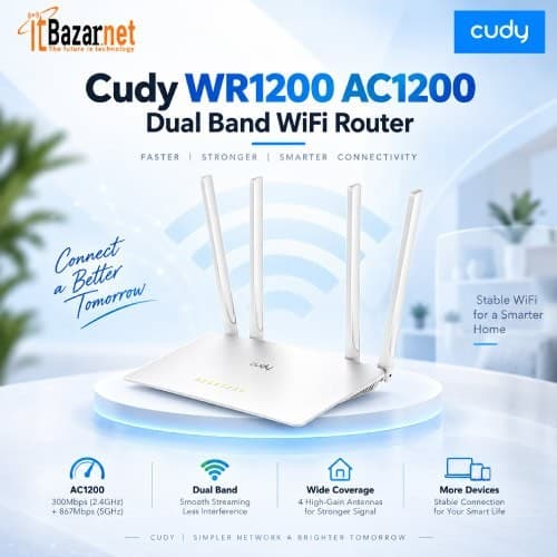 Cudy WR1200 WiFi Router AC1200 Dual Band 4 Antenna Image