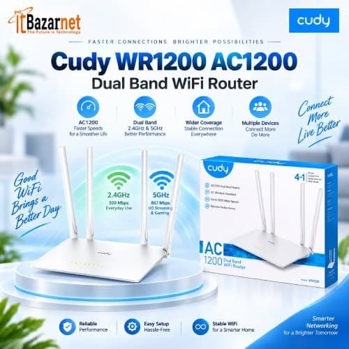 Cudy WR1200  WiFi Router AC1200 Dual Band 4 Antenna Image