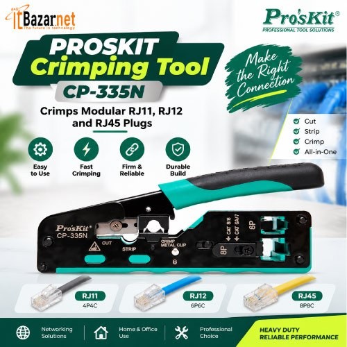 ProsKit Crimping Tool P-335N RJ45 RJ11 RJ12,CAT5,CAT6,CAT7 Image