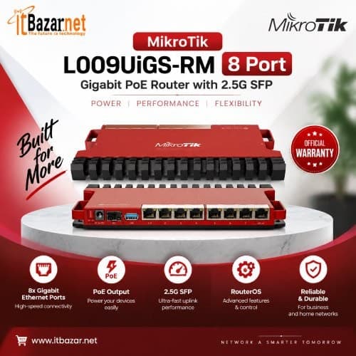 MikroTik Router L009UiGS-RM 8Port Gigabit with 2.5G SFP & PoE Image