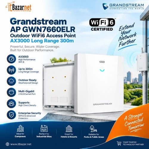 Grandstream Ap GWN7660ELR Outdoor WiFi6 Access Point AX3000 Long Range 300m
