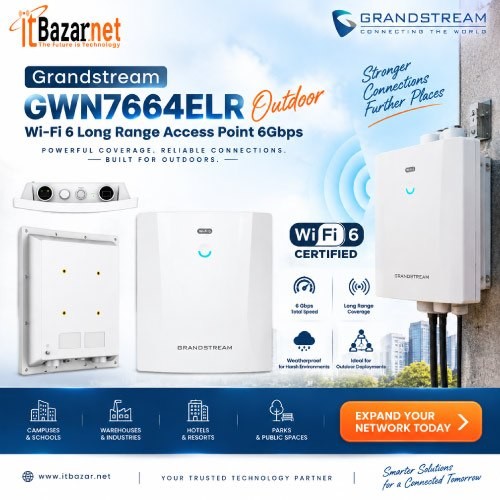 Grandstream GWN7664ELR Outdoor AX6000 WiFi6 Access Point 2.5G PoE+ & SFP