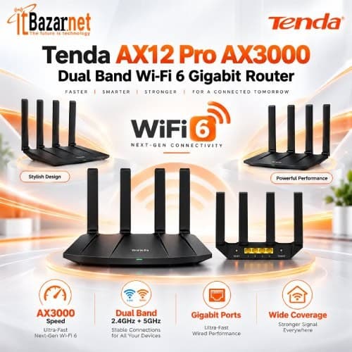 Tenda AX12 Pro AX3000 WiFi6 Dual Band Gigabit Wireless Router Image