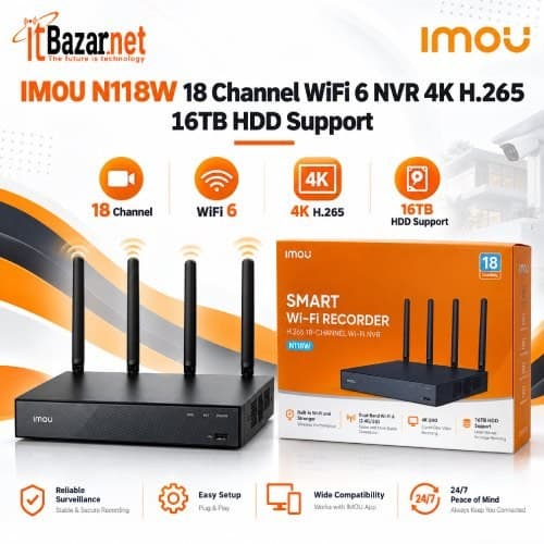 Wireless NVR IMOU N118W 18Channel WiFi6 NVR 4K Wireless CCTV NVR