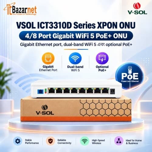 VSOL ICT3310D XPON ONU 8Port Gigabit WiFi+PoE ONU