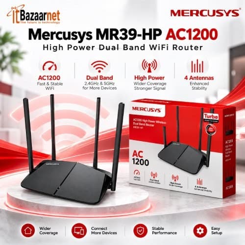 Mercusys MR39HP AC1200 High Power Dual Band WiFi Router