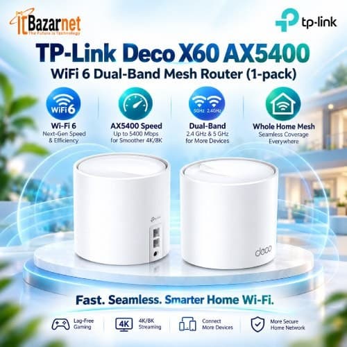 TPLink Deco X60 AX5400 WiFi6 Mesh Router 1Pack Image
