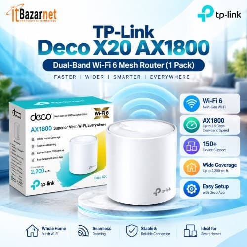 TPLink Deco X20 AX1800 WiFi6 Mesh Router 1 Pack