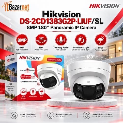 Hikvision IP Camera DS-2CD1383G2P-LIUF/SL 8MP 180° Panoramic Doom Image