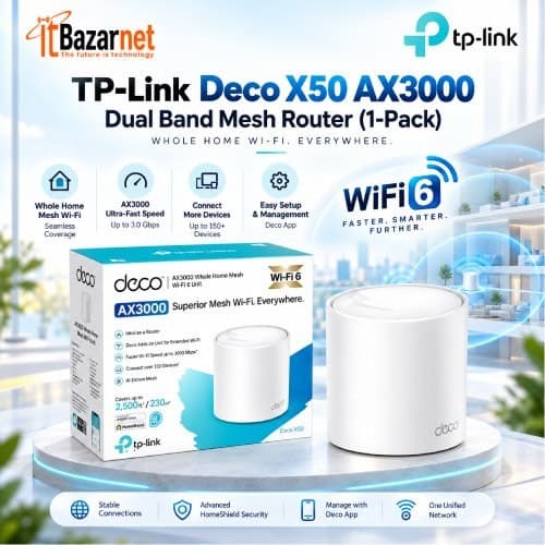 TPLink Deco X50 AX3000 WiFi6 Mesh Router 1Pack Image