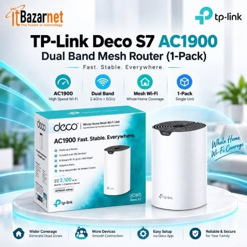TPLink Deco S7 AC1900 Whole Home Mesh WiFi Router 1Pack