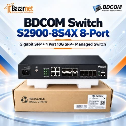 BDCOM Switch S2900-8S4C4X 8Port 4×10G SFP+ L3 Managed Switch