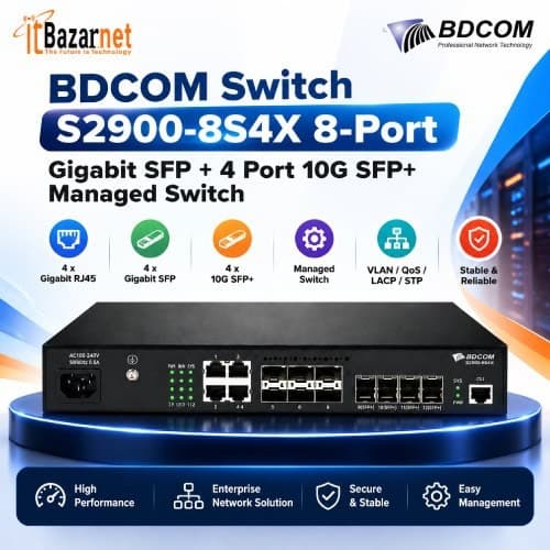 BDCOM Switch S2900-8S4X 8Port 4×10G SFP+Uplink Image