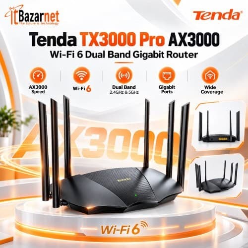 Tenda TX3000 Pro AX3000 WiFi6 Dual Band Gigabit Router Image