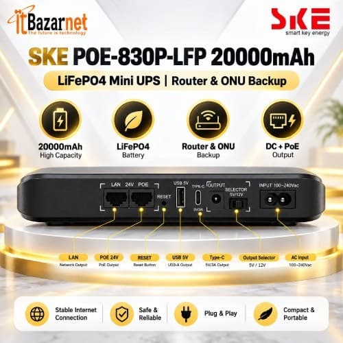 SKE Mini UPS POE-830P-LFP 20000mAh LiFePO4 Mini UPS Image