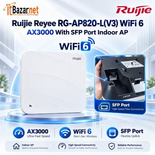 Indoor Ap Ruijie RG-AP820-L(V3) WiFi6 AX3000 With SFP Port Indoor Access Point