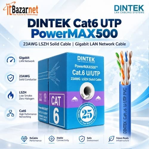 Dintek Cat6 UTP Cable PowerMAX500 23AWG LSZH Solid Cable Image