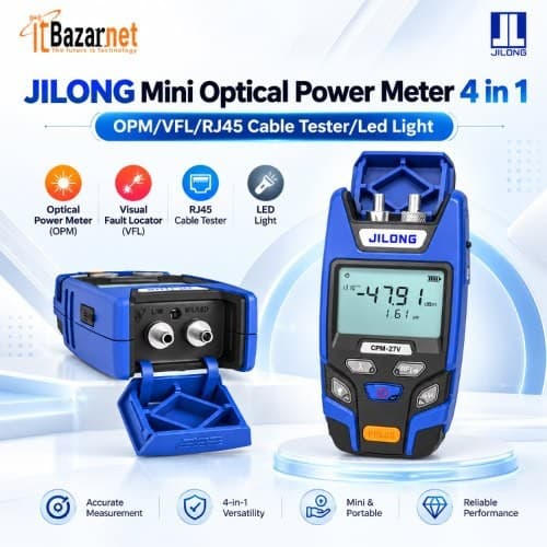 JILONG Power Meter Mini  4 in 1 OPMVFLRj45 Cable TesterLed Light