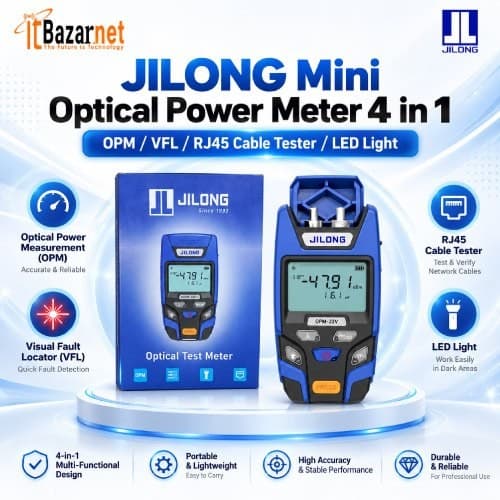 JILONG Power Meter Mini  4 in 1 OPMVFLRj45 Cable TesterLed Light Image