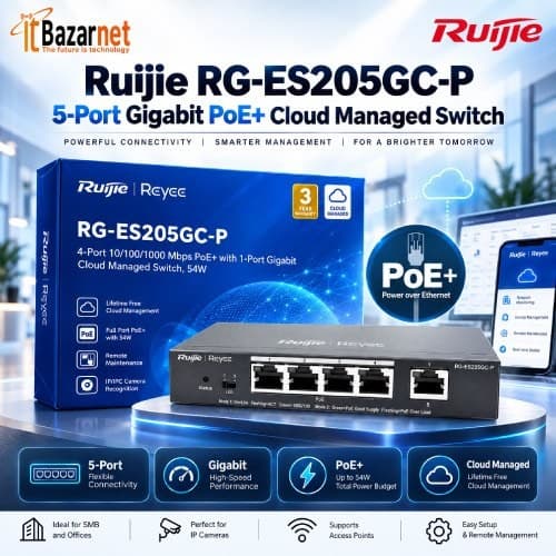 Ruijie Managed PoE Switch RG-ES205GC-P 5Port Gigabit Smart Cloud Managed Image