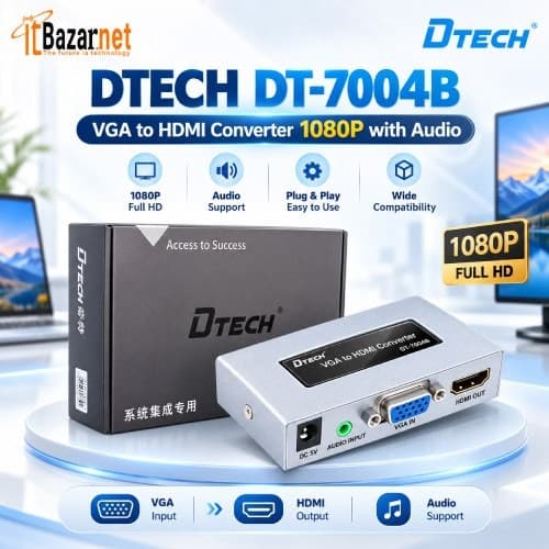 DTECH DT7004B VGA to HDMI Converter 1080P with Audio