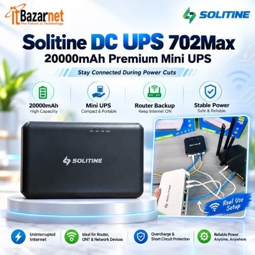 Solitine 702 MAX 2000Mah Mini DC UPS For Router ONU Backup Image