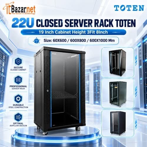 22U Closed Server Rack Toten 19Inch Cabinet Hight 3Fit 8Inch Image