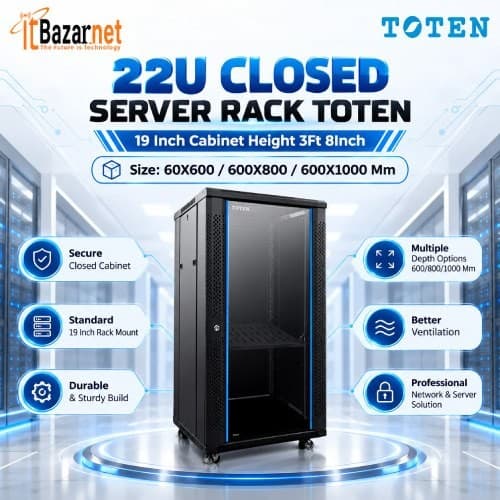 22U Closed Server Rack Toten 19Inch Cabinet Hight 3Fit 8Inch Image
