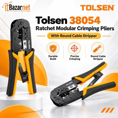 Tolsen Crimping Pliers Ratchet Modular For RJ45,RJ11,RJ12 Image