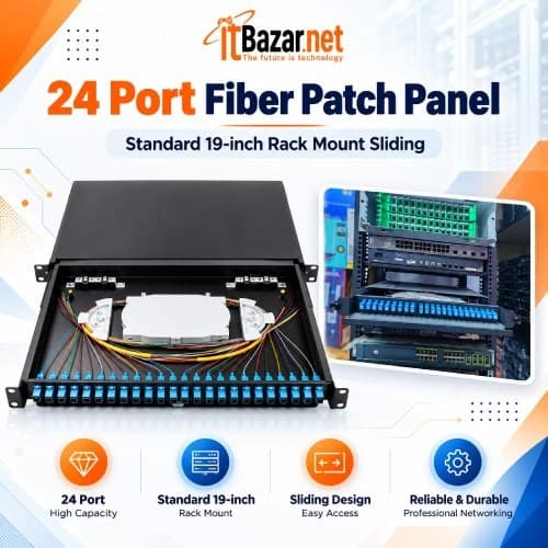 24 Port Optical Fiber Patch Panel Sliding Rack Mount Image
