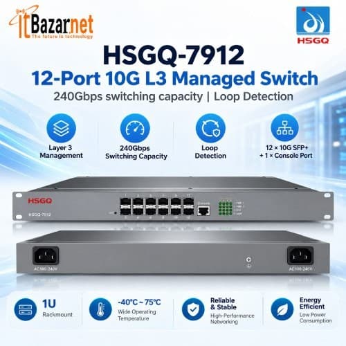 HSGQ 10G Managed Switch 12Port L3 7912 Image