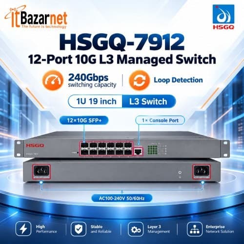 HSGQ 10G Managed Switch 12Port L3 7912 Image