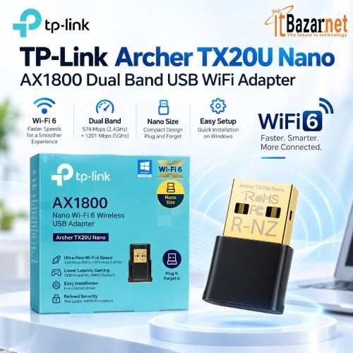 TPLink USB Adapter TX20U Nano AX1800 WiFi6 Image