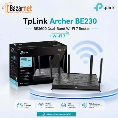 TPLink BE230 BE3600 WiFi7 Dual Band Router Image