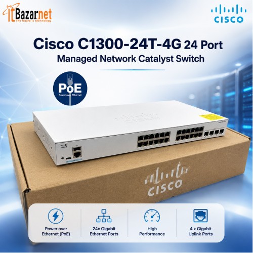 Cisco Catalyst C1300-24P-4G 24-Port Managed PoE Network Switch Image