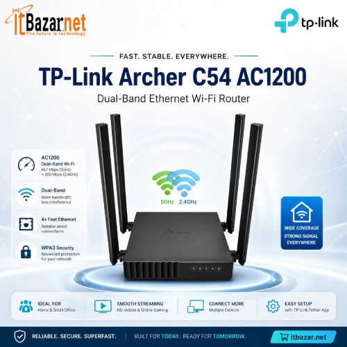 TP-Link Archer C54 AC1200 Dual-Band Ethernet Wi-Fi Router Image