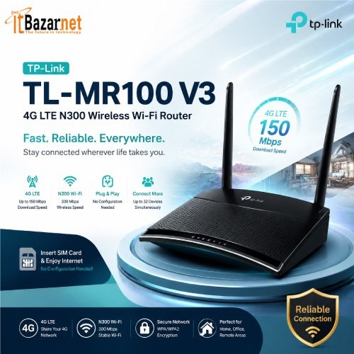 TPLink Sim Router TL-MR100 V3 4G LTE Router 300Mbps Wireless N Image