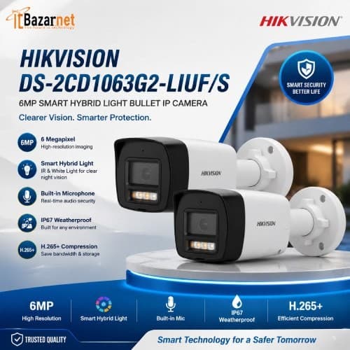 Hikvision DS-2CD1063G2-LIUF/S 6MP Smart Hybrid Light Bullet IP Camera Image