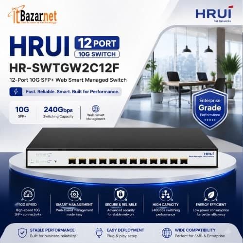 HRUI 10G Switch HR-SWTGW2C12F 12-Port SFP+ 10Gbps Web Managed Switch Image