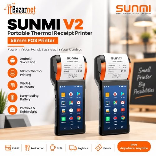 SUNMI POS Terminal V2 T5930 Android Handheld with 58mm Thermal Printer Image