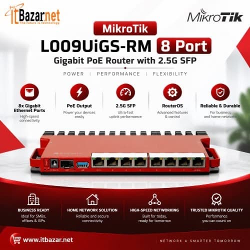 MikroTik Router L009UiGS-RM 8Port Gigabit with 2.5G SFP & PoE Image