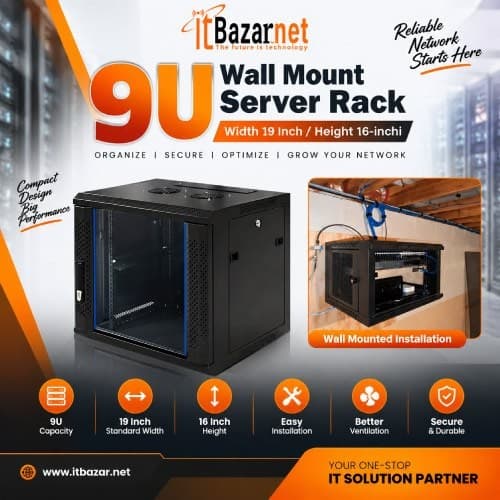 9U Wall Mount Server Rack Width 19 Inch/Height 16-inchi Image