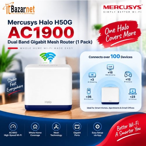 Mercusys Halo H50G AC1900 Whole Home Mesh WiFi 1Pack Image