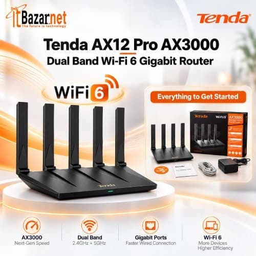 Tenda AX12 Pro AX3000 WiFi6 Dual Band Gigabit Wireless Router Image