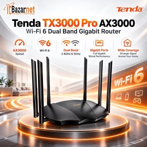 Tenda TX3000 Pro AX3000 WiFi6 Dual Band Gigabit Router Image