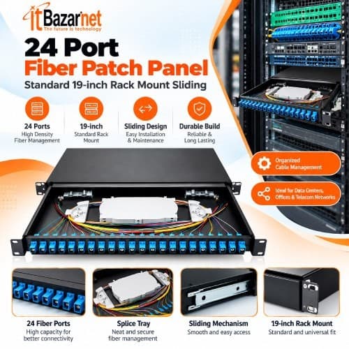 24 Port Optical Fiber Patch Panel Sliding Rack Mount Image