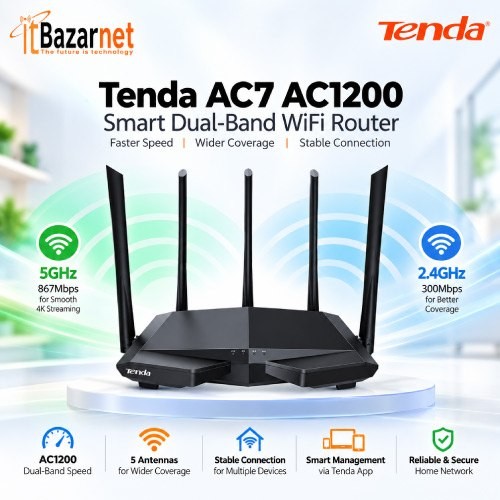 Tenda AC7 AC1200 Dual Band WiFi Router Image